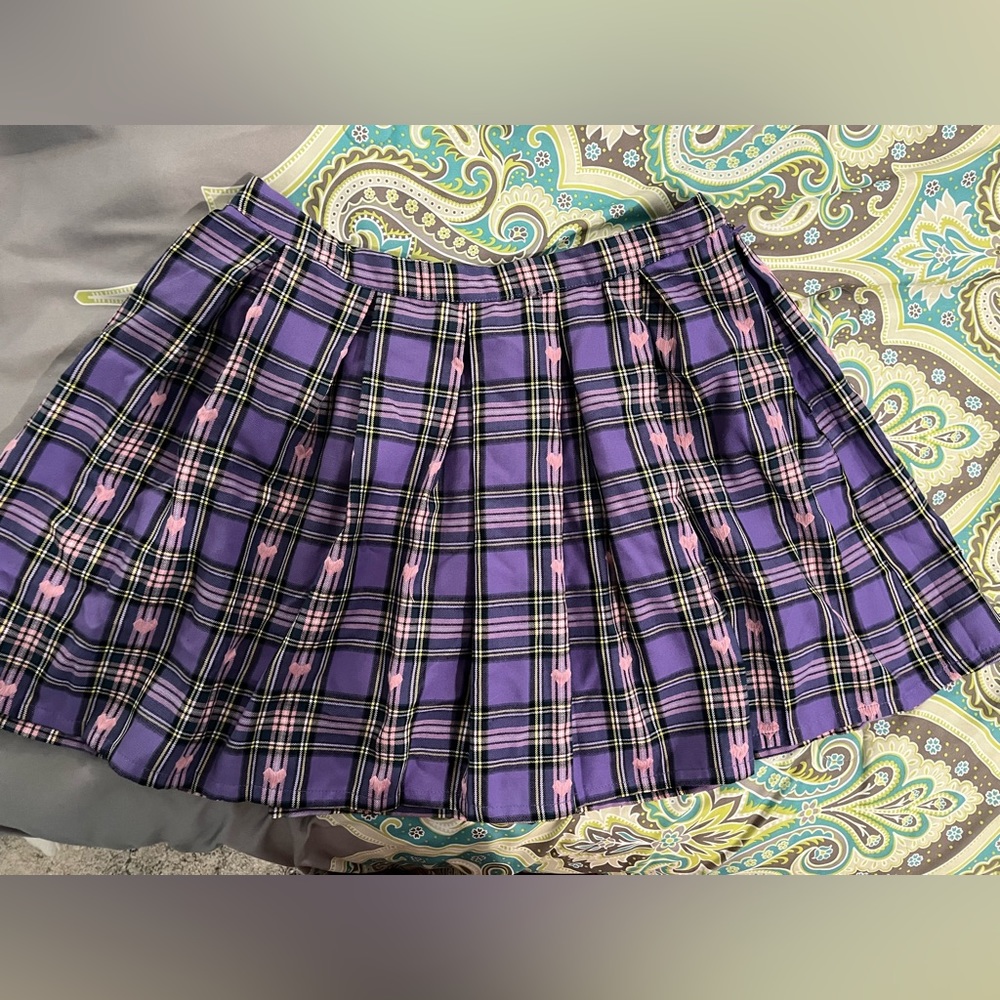 Purple and pink pleated skirt